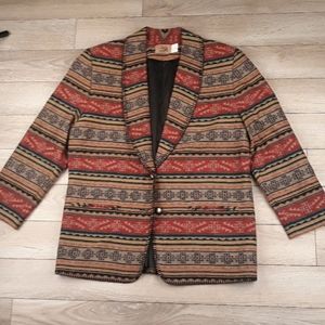 PENDLETON Knockabouts Aztec Tribal‎ VTG Womens Sz 14 Blazer Coat Jacket USA RARE